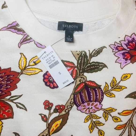 Talbots Multicolor Floral Crewneck Sweatshirt Blooming Jacobean - Picture 3 of 8